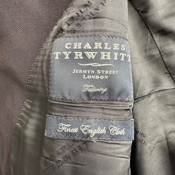 Charles Tyrwhitt Wool Cashmere Blend Navy Gold Two Button Blazer Jacket 46 R - Picture 4 of 12